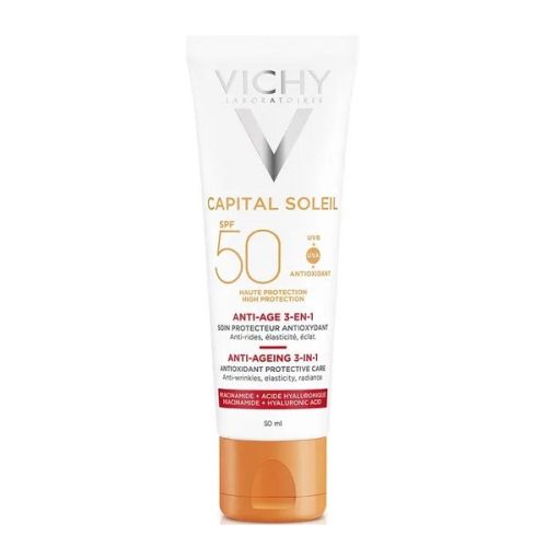کرم ضد آفتاب و ضد چروک ویشی مدل CAPITAL SOLEIL 3 in 1 حجم 50 میل